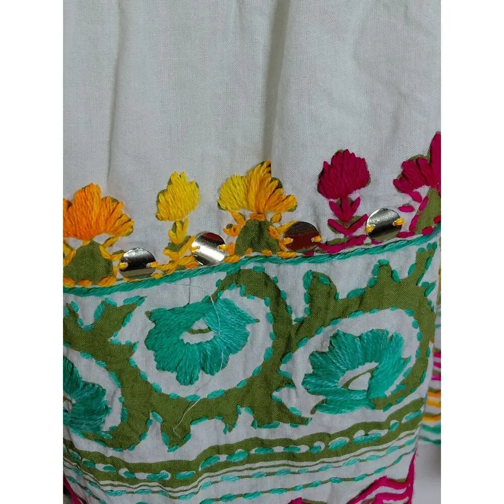 Miss June Paris White Boho Bell Sleeve Tiered Dress See Measurements